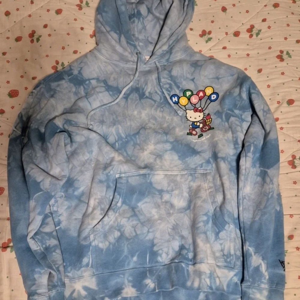 Sanrio Blue Tie-Dye Hoodie with Hello Kitty Design